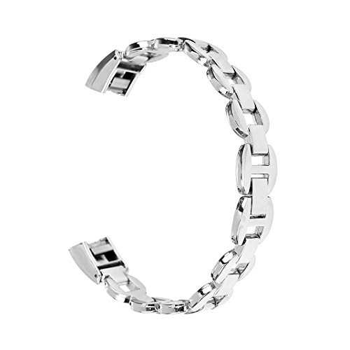 Für Fitbit Alta HR Armband Rosa Schleife® Smart Watch Band Edelstahl Glitter armbänder Wrist Strap Uhrenarmband mit Metallschließe und Schnalle Ersatzarmband Replacement Wristband für Fitbit Alta Fitness Armband - 3
