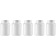 YOKIVE 5 Pcs Chemical Storage Bottle, Wide Mouth Containers with Scale | Reagent Sample Sealing, Great for Laboratory, Store, Factory (White, 500-ML)
