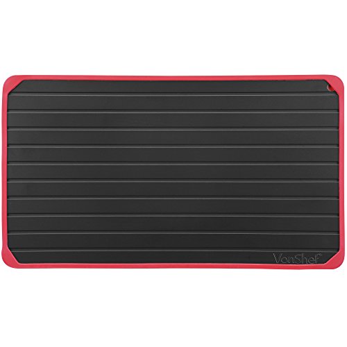 VonShef Magische Auftauplatte mit Rotem Silikonrand & GRATIS Insektenschutzhaube – Taut Gefrorenes in Minutenschnelle auf! - 5
