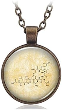 Oxytocin Pendants Molecule Biochemistry Jewelry Birth Hormone Chain Necklace Glass Dome Art Pendant