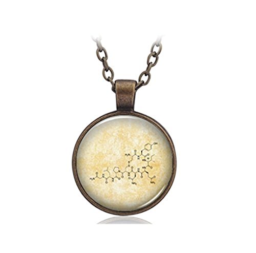 Oxytocin Pendants Molecule Biochemistry Jewelry Birth Hormone Chain Necklace Glass Dome Art Pendant