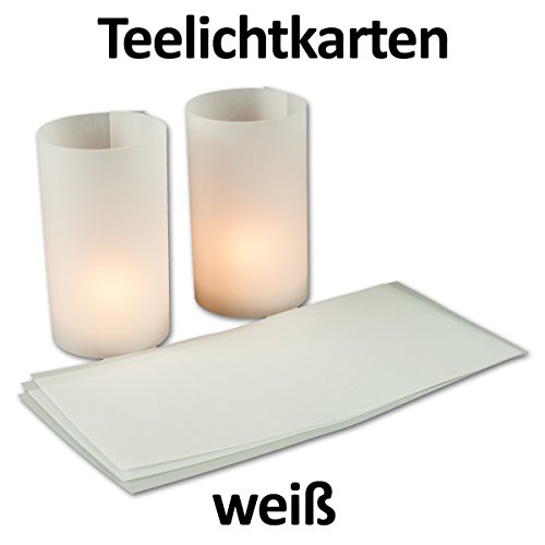 10 Stück // Teelicht-Karte / Windlichtkarte aus transparentem Kartonpapier - Weiß-Transparent - // bemalbar und bedruckbar!