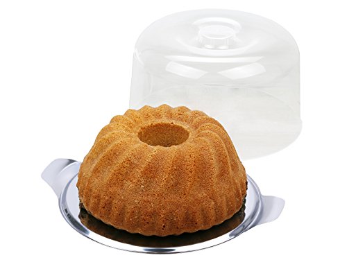 chg 14022-60 Napfkuchenplatte mit Haube, Edelstahl, silber / transparent, 25 x 25 x 13 cm, 2-teilig - 3