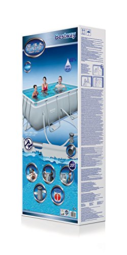 Bestway Power Steel Rectangular Frame Pool Set, hellgrau, mit Filterpumpe, 282x196x84cm - 5