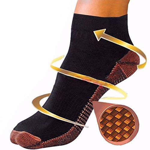 CopperFit Copper Infused Compression Ankle Socks Black One Pair
