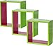 BHP Designs Shelf, 30 x 11.5 x 30/27 x 11.5 x 27/24 x 11.5 x 24 cm, Green/Pink