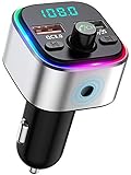 【Bunt Umgebendes LED-Licht】Der Auto Bluetooth Transmitter von Bovon verfügt über 6 farbige LED-Hintergrundbeleuchtungen, die auf Rot/Grün/Blau/Gelb/Lila/Cyan umgeschaltet werden. Sie können die Farben nach Belieben ändern und eine atemberaubende Farbdarstellung erhalten