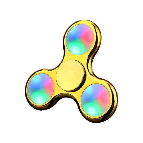 Hand Spinner LED Licht Fidget Hand Spinner Finger Spielzeug EDC Focus Gyro Spielzeug (Gold)