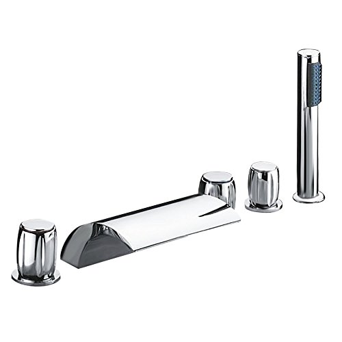 amzdeal Wannenrandarmatur Wasserhahn Badewanne Armaturen mit Handbrause - 2