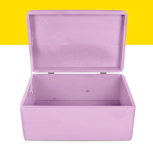 Baby Erinnerungskiste aus Holz zur Geburt für Mädchen – Kiefer Rosa Lackiert – ca. 30 x 20 x 14 cm – Venkon - 3