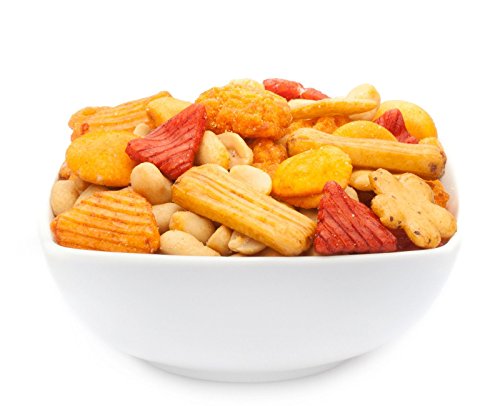 CrackersCompany Hot Blend (1 x 500g in Membrandose groß) Fröhliche Nuss-Mischung mit Reiscrackern, dekorativ und lecker, fettfrei gebacken für den unbeschwerten Genuss, würzig-scharf mit Chili-Note,