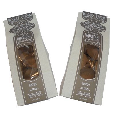 GR 400 BRIGIDINI AL CACAO DI LAMPORECCHIO IN BUSTA COCOA WAFER SOTTILI E CROCCANTI SFOGLIETTE DI SANTA BRIGIDA CON IMPASTO AL CIOCCOLATO