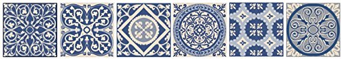 PLAGE 260538 Smooth - Tiles Fliesen sticker Zementfliesen Blauer Himmel -Azulejos, 6 Bogen, Vinyl, blau, 15 x 0,1 x 15 cm