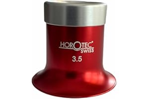 BUZZUFY Horotec MSA 00.031-3 - Lente per orologio da vista in alluminio anodizzato rosso con anello avvitato x3,5