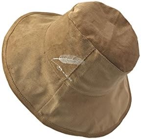 Vaevanhome Hat Female Autumn And Winter New Solid Color Big Eaves Basin Hat British Jazz Hats Retro Corduroy Fisherman Hat, M (56-58Cm), Camel