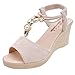 Produktbild Sandalen für Damen FGHYHWomen Damenmode Wedges String Bead Casual Römersandalen Schuhe(38, Beige)