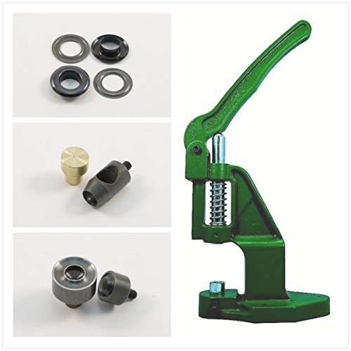 GETMORE PartsEyelets Press + Grommet Press + Perforating Tool +100 Eyelets, Brass, Rust-Free - Black, 17 mm