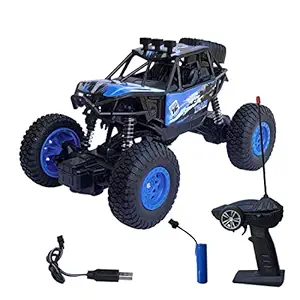 NHR Plastic 1:18 Rechargeable 4Wd 2.4GHz Rock Crawler Off Road R/C Car Monster Truck Kids Toys | Remote Control Cars for Kids (3+ Years, Blue)