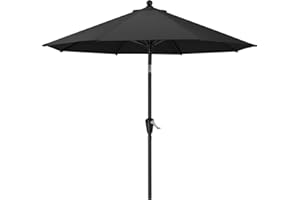 MasterCanopy 270 cm Sonnenschirm neigungsverstellbar, mit 8 Rippen und Kurbel, für Patio, Garten, Terrasse, Markt, Dunkelgrau