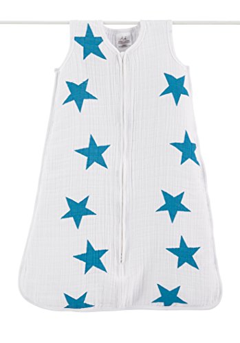 aden + anais leichter Baby Schlafsack für den Sommer Gr. M-XL, brilliant blue classic aus Baumwollmusselin