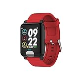 YWYU Mode Smart Armband Fitness Tracker Pulsmesser Smart Watch Schritt Tracker und Schlaf Monitor IP67 wasserdicht und staubdicht Sportuhr für Frauen Männer (Farbe : Red)