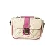 Produktbild Trendige Damentasche aus Kunstleder, in edler pink-weißer Kunstleder Optik, Satchel Bag, pink-weißer Kunstleder-Look, kurze Henkel, Schulterriemen, Steckschloss, hell vergoldete Elemente, Farbe: Pink/Weiß, von Marke Incutex