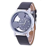 Damenuhr, Mickey Portrait, Transparentes Zifferblatt, Quarzuhr, Armbanduhr für Frauen