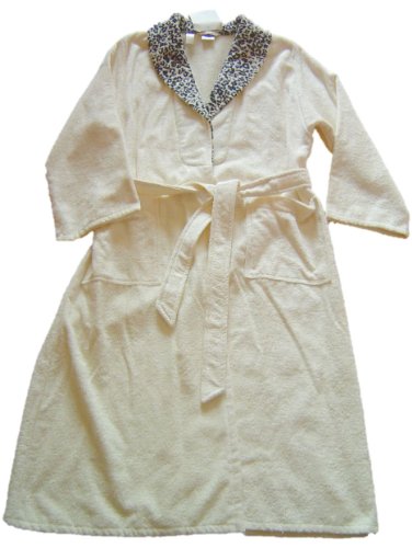 Preisvergleich Produktbild ALBA MODA Luxus-Velour-Bademantel m. Leokragen creme Gr. 42