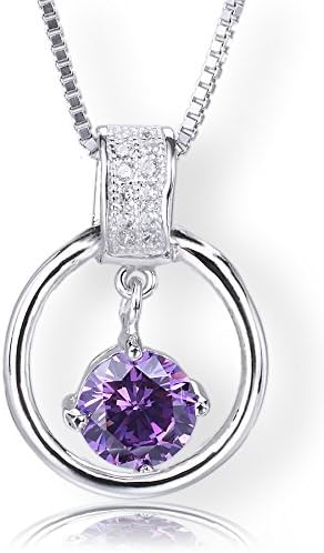 Startreasureland 925 Sterling Silver Pendant Necklace with Purple Gemstone