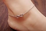 Horaire Fußkettchen Mode Einfach ∞ Symbol Anhänger Legierung FußSchmuck Frau Strand Fußkette Zubehör Ketten,21cm,Silber - 3