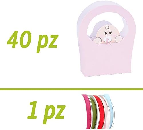 Splitting DIY Wedding Favours Kit | Birth or Christening Girl | Box Bag Baby pink Azrael | Pack of 40 | 50 MT of Free Tape