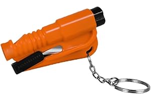 GADIRIA Rompe Cristales y Cortador de cinturón de Seguridad. Dispositivo de Seguridad para emergencias indispensable en su Coche Que Incluye Silbato para Pedir Ayuda a Distancia. (Naranja)