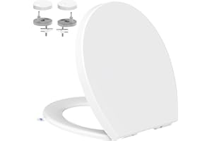 Abattant WC Forme O, YEAUPE PRO Abattant WC avec Frein de Chute, Lunette WC avec Fermeture en Douceur, Lunette de Toilette Universelle Charnière, Blanche, 44,6 * 37,2x 4,3 CM