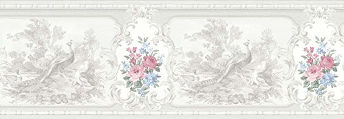 Vintage Rose englische Landhaus Satin Bordüren Blumen Fasan