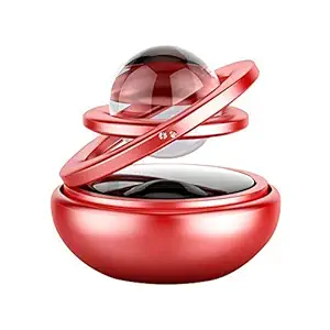 Allure Auto Solar Car Aromatherapy Essential Oil Diffuser, 360Double Ring Rotating Design, Car Perfume Air Purifier Car Fragrance Decompression Toy for Home Car Office (Red) (Pack of 1)
