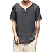 Produktbild JIANGfu 2018 Herren Traditionelle Leinen Hemden Casual T-Shirt  Men Rundhalsausschnitt Slim Fit Short Sleeves Personality Kleidung Herren atmungsaktiv T-Shirt Vest Blouse (grau, L)