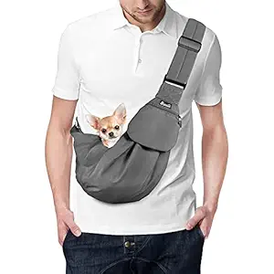 SlowTon Pet Carrier, Hand Free Sling Adjustable Padded Strap Tote Bag Breathable Cotton Shoulder Bag Front Pocket Safety Belt Carrying Small Dog Cat Puppy Machine Washable