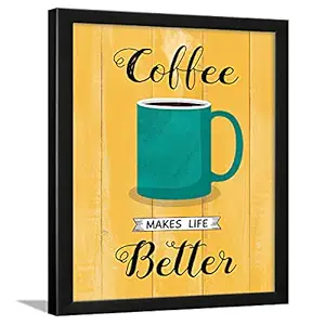 Chaka Chaundh - Coffee Quotes Wall Frames - Coffee Frames for Cafe - Coffee Frames for Wall and Kitchen - Coffee Posters for Wall with Frame - (13.5 X 10.5 Inches) (Yellow - Vintage Coffee - 1)