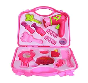 PoPo Toys Make-up Beauty Set | Girls Makeup Kit with Hair Dresser & Accessories | Pink