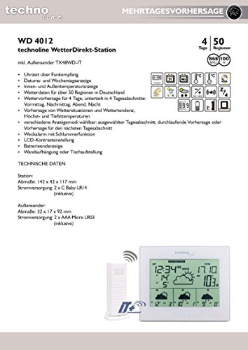 technoline Wetterdirekt Wetterstation WD 4012 - 5