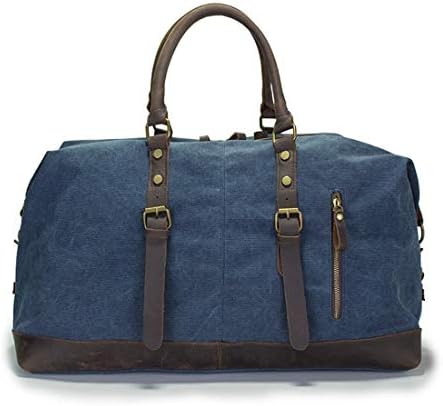 Funytine Mens Canvas Travel Crossbody Bag Shoulder Bags Gym Bag Weekender Package (Color : Blue)