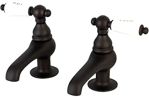 Kingston Brass KS3205PL Restoration Basin Faucet Porcelain Lever Handle, Oil-Rubbed Bronze