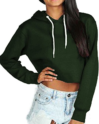 olive green crop hoodie