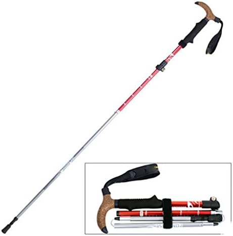 CANE Hiking Walking Trekking Poles Adjustable Collapsible Lightweight Hiking Pole With Lever Lock, red
