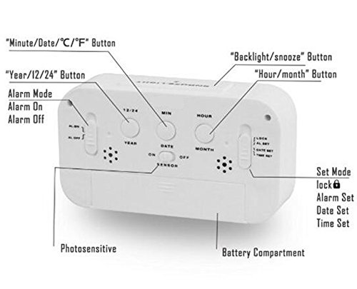 Saflyse Smart Wecker LED Digitaluhr Wecker Reisewecker (mit Datums-Anzeige,Mit Temperatur, Nachtlicht etc) (Schwarz) - 3