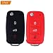 Produktbild E-Mandala 2 Stück VW Schlüssel Hülle 3-Tasten Silikon Tasche Etui Schutzhülle für Volkswagen VW Golf 7 6 5 4 Caddy Lupo Polo Passat Skoda Fabia Bora Autoschlüssel Schlüssel Zubehör - Schwarz Rot