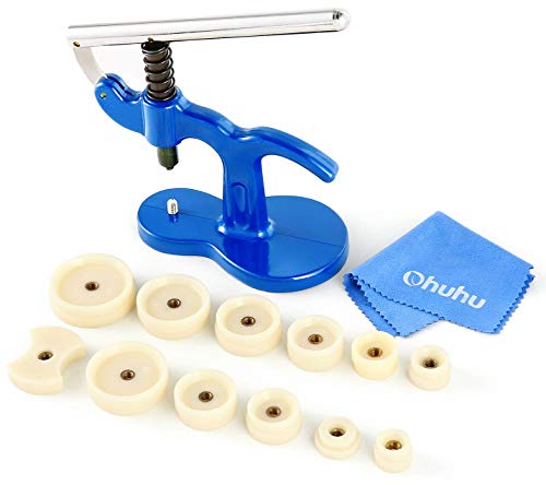 Ohuhu® Juego de Prensa de Reloj con 13 Unidades, Profesional, Retro, para cerrar la trasera, viene con 12 moldes - Moldes de encaje rápido y Fácil