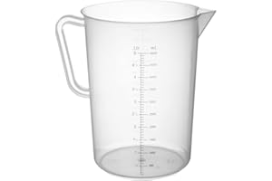 HENDI Pichet Doseur en Polypropylène avec Échelle Graduée, Capacité 5 L, Verseuse Transparente avec Poignée et Bec Verseur, Ø190x(H)270mm