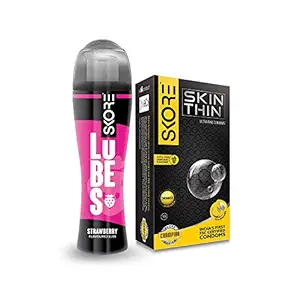 Skore Skin Thin Condoms 10s and Strawberry Lubes 50 ml