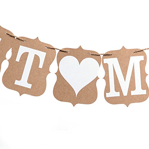 Musuntas Girlande Vintage / Rustikal Kraftpappe “Just Married“,Hochzeits-Girlande, Banner – als Deko zur Hochzeit mit weißen Schriftzug - 5